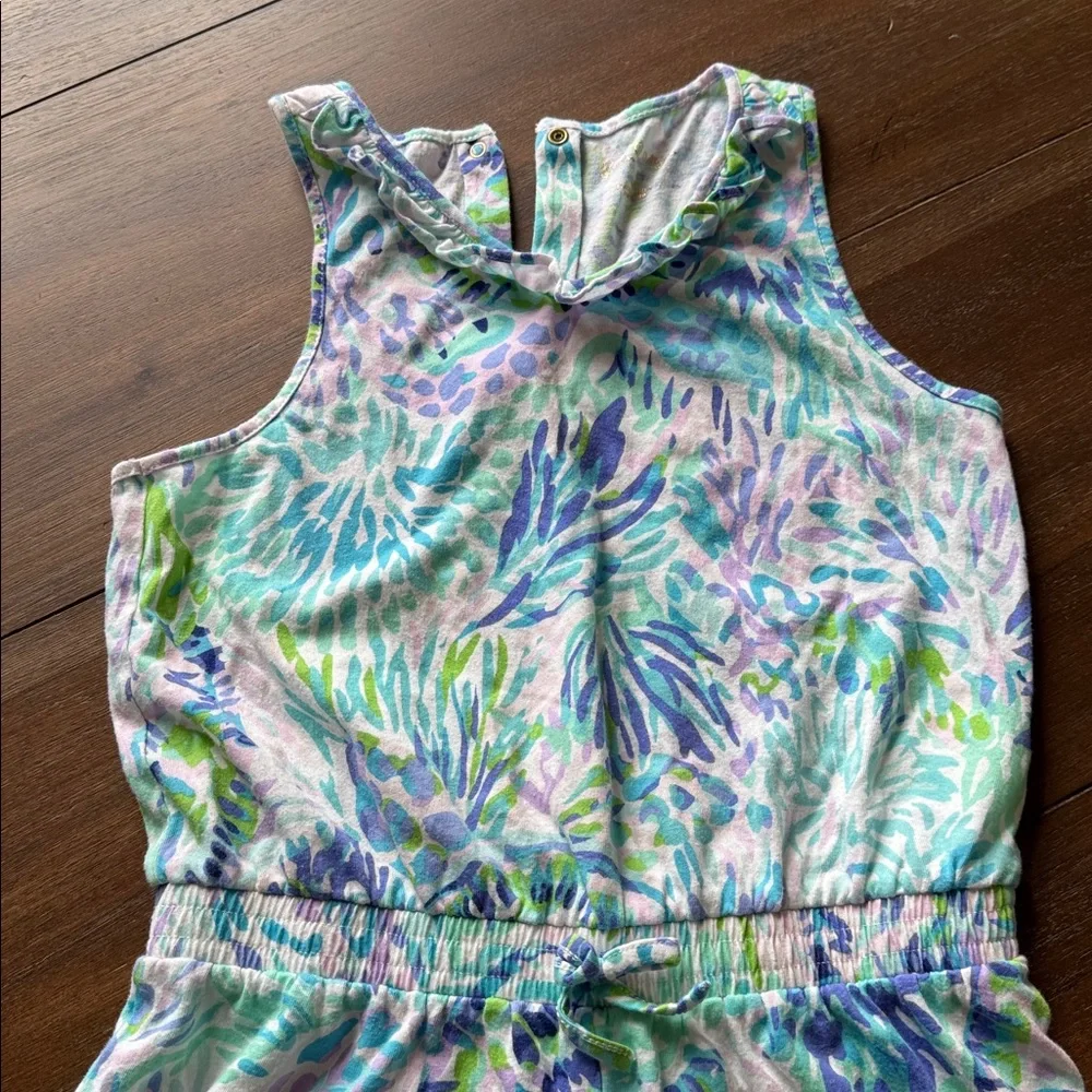 Size L (8-10) Lilly Pulitzer Girls Sleeveless Vala Jumpsuit Shell Of A Party